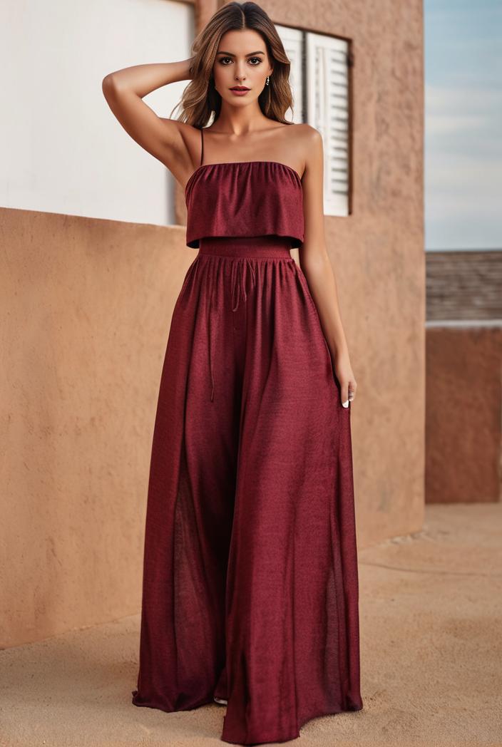 spaghetti strap 2 in 1 sheer evening dress 136251