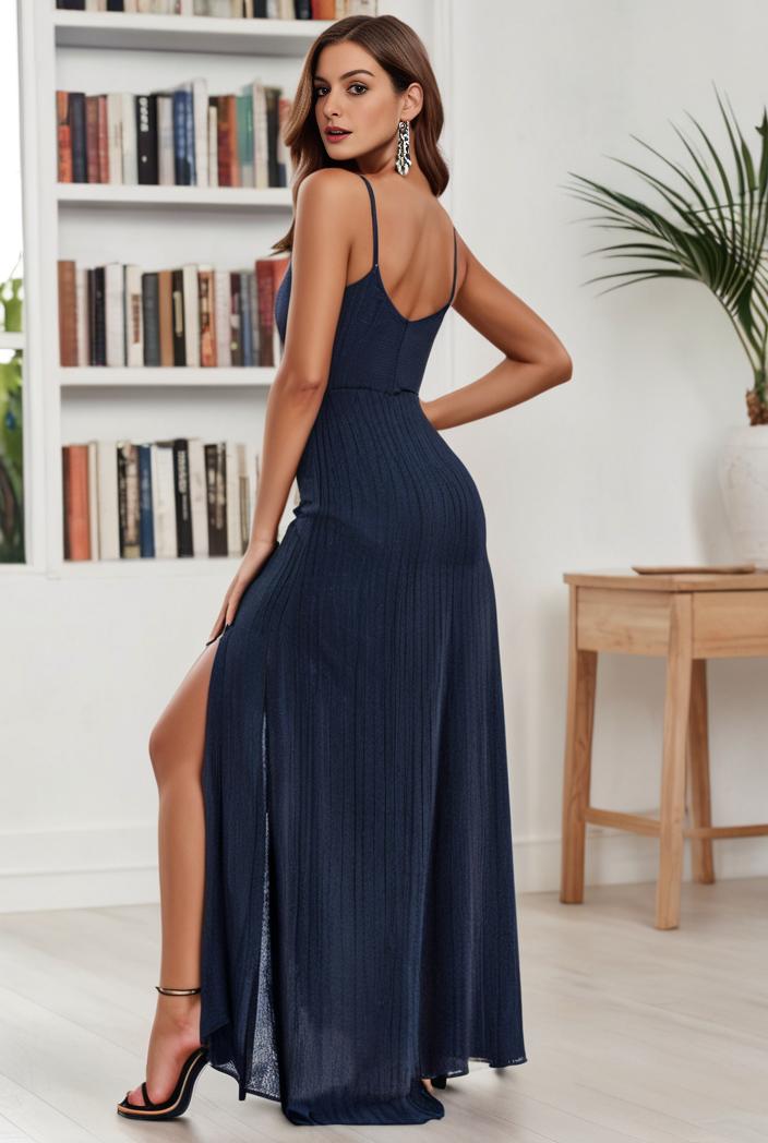spaghetti strap 2 in 1 sheer evening dress 136256