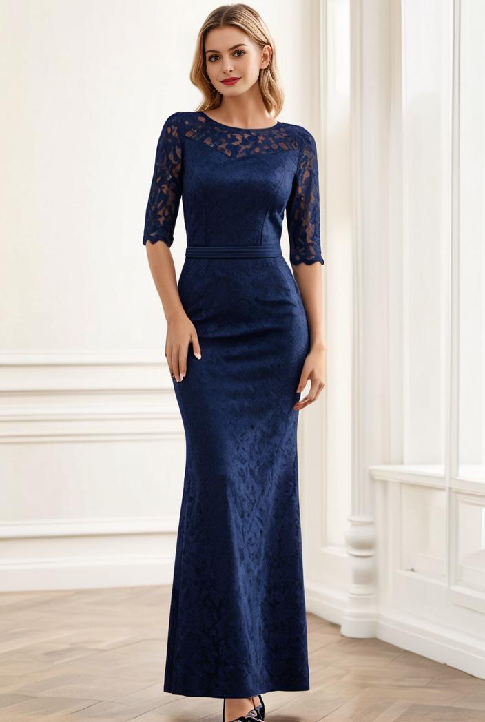 3 4 sleeve bodycon plunging back sequin evening dress 107870