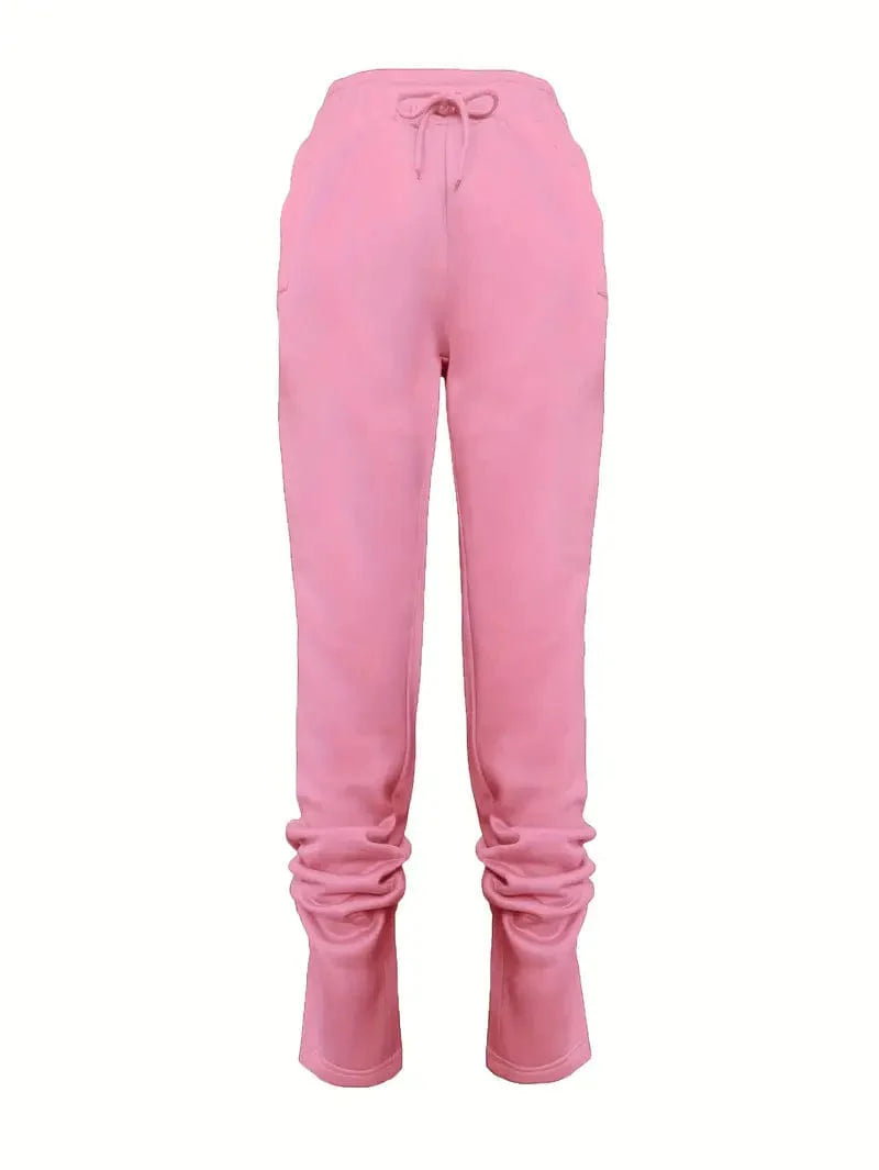 Long Drawstring Pants with Dual Pockets for Women's Fall & Winter Wear