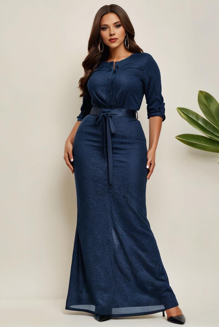 3 4 sleeve bodycon plunging back sequin evening dress 136920