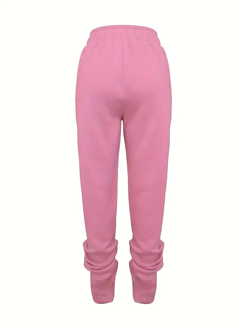Long Drawstring Pants with Dual Pockets for Women's Fall & Winter Wear
