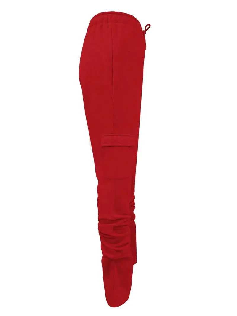 Ruched Solid Pants, Long-Length Casual Drawstring Bottoms, Women's Apparel