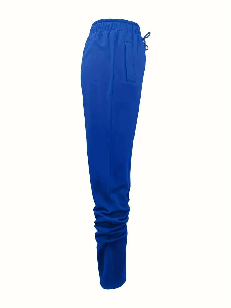 Long Drawstring Pants with Dual Pockets for Women's Fall & Winter Wear