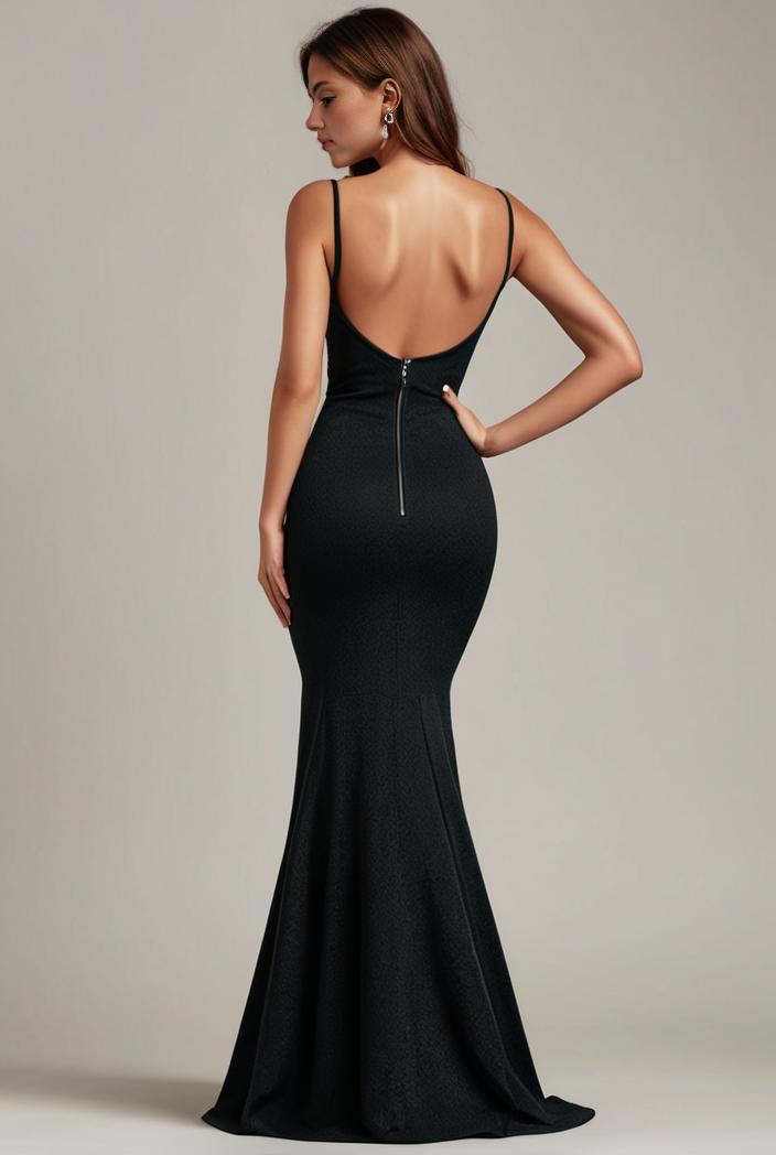 glitter spaghetti strap u veck open back bodycon stretchy evening dress 142112