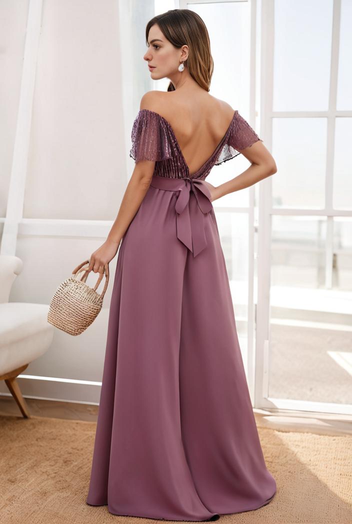 off shoulder spaghetti strap a line maternity dress 114656