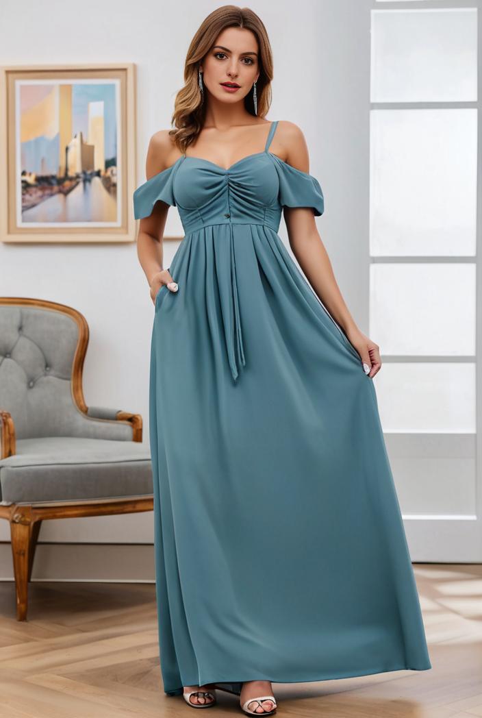 off shoulder spaghetti strap a line maternity dress 114686