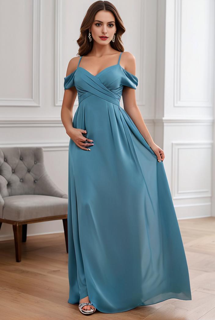 off shoulder spaghetti strap a line maternity dress 114683