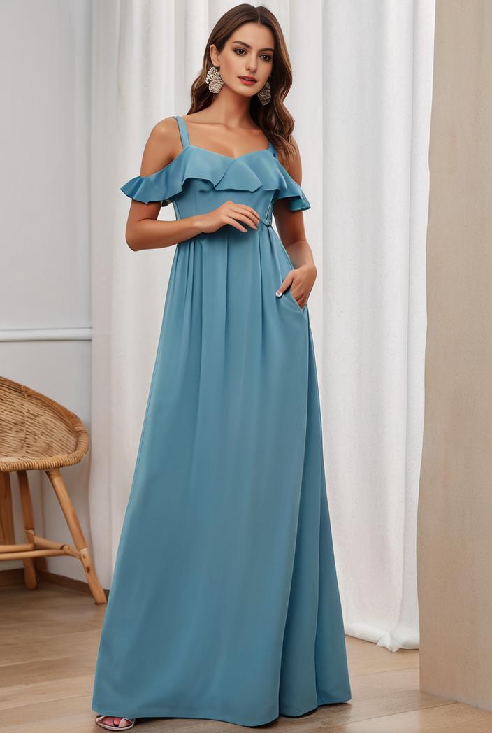off shoulder spaghetti strap a line maternity dress 114693