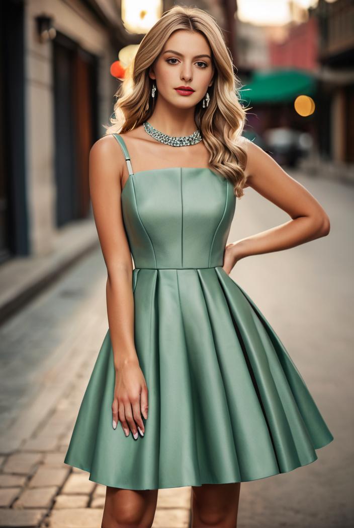 pleated satin a line double spaghetti strap v neck homecoming dress 115065