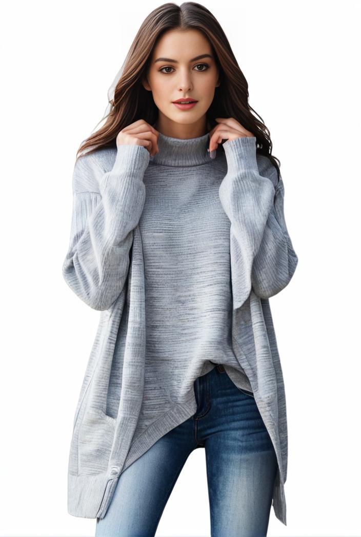 plus size casual sweater women s plus solid tassel trim long sleeve cowl neck high stretch jumper 116038