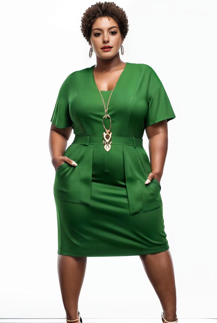 plus size faith letter print short sleeve midi dress with pockets women s plus slight stretch casual dress 116300
