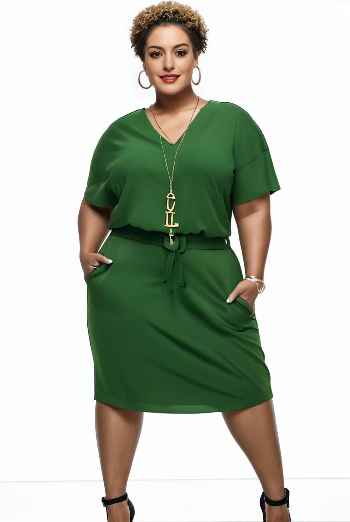 plus size faith letter print short sleeve midi dress with pockets women s plus slight stretch casual dress 116305