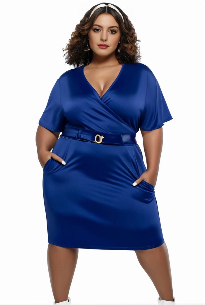 plus size faith letter print short sleeve midi dress with pockets women s plus slight stretch casual dress 116314