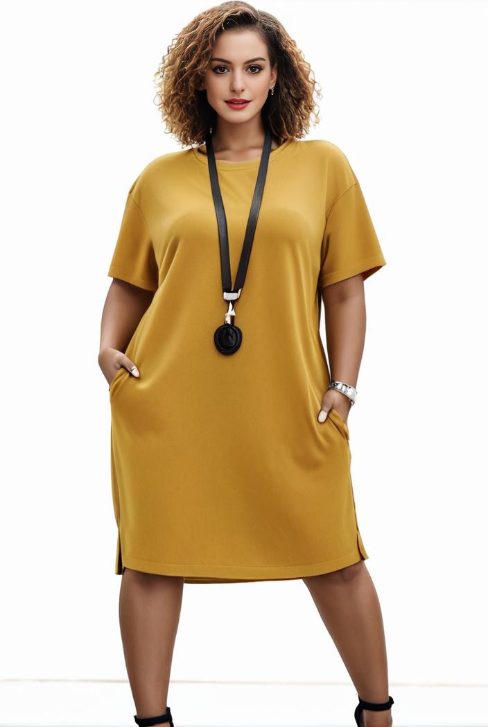 plus size faith letter print short sleeve midi dress with pockets women s plus slight stretch casual dress 116328