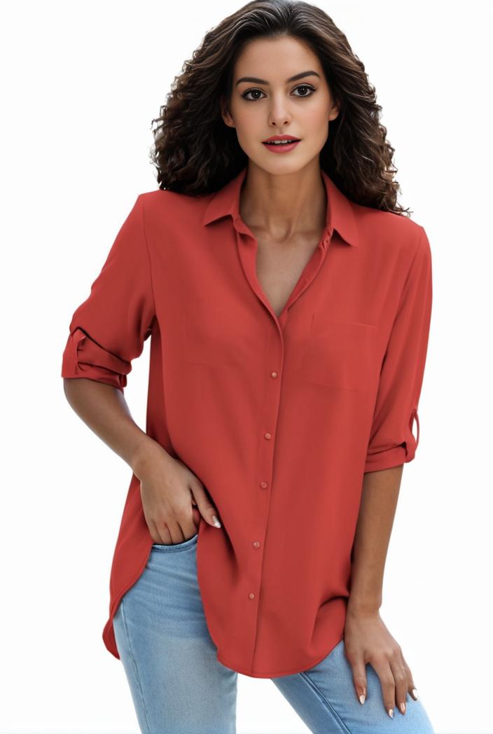 plus size formal shirt women s plus plain long sleeve turn down collar button up workwear shirt 116610