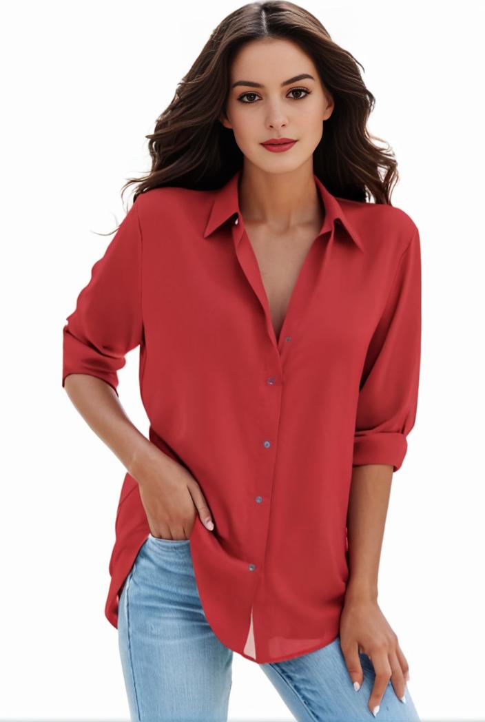 plus size formal shirt women s plus plain long sleeve turn down collar button up workwear shirt 116614