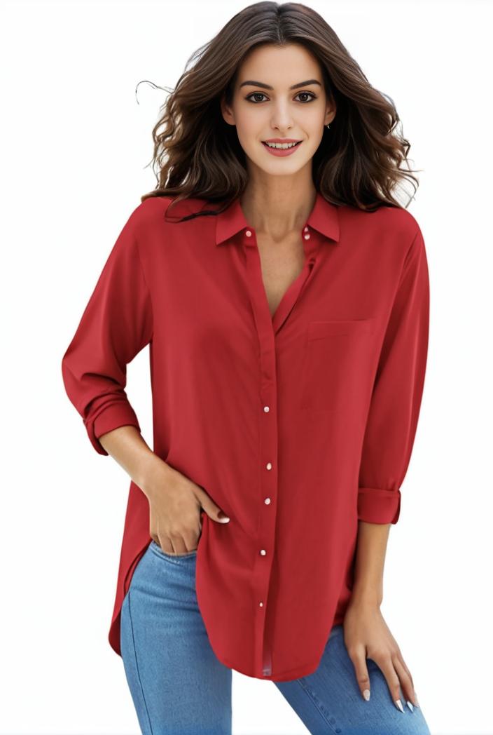 plus size formal shirt women s plus plain long sleeve turn down collar button up workwear shirt 116617