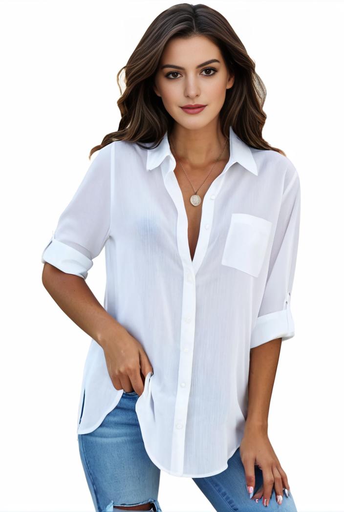 plus size formal shirt women s plus plain long sleeve turn down collar button up workwear shirt 116625