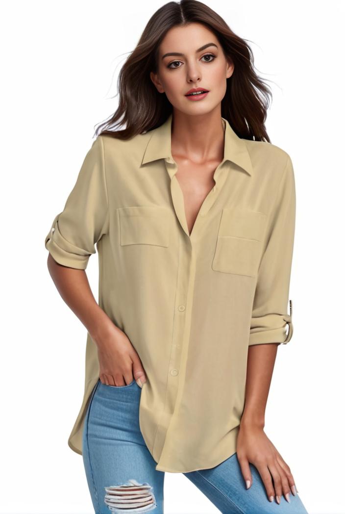 plus size formal shirt women s plus plain long sleeve turn down collar button up workwear shirt 116629