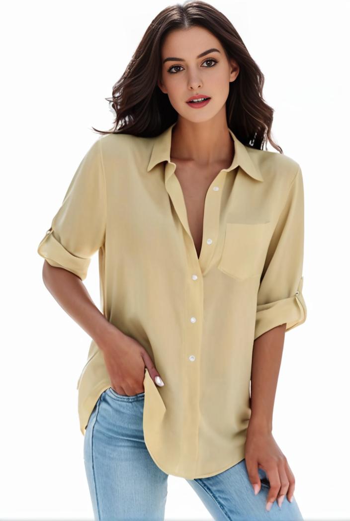 plus size formal shirt women s plus plain long sleeve turn down collar button up workwear shirt 116630