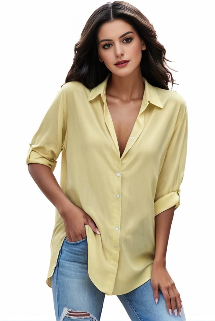 plus size formal shirt women s plus plain long sleeve turn down collar button up workwear shirt 116632