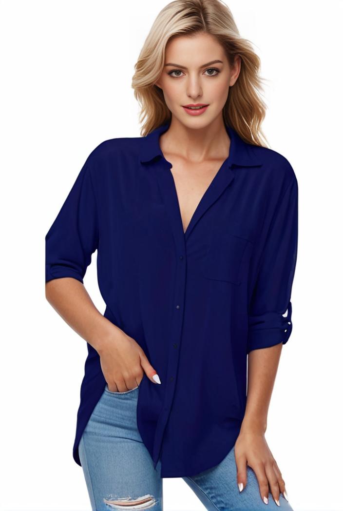 plus size formal shirt women s plus plain long sleeve turn down collar button up workwear shirt 116637