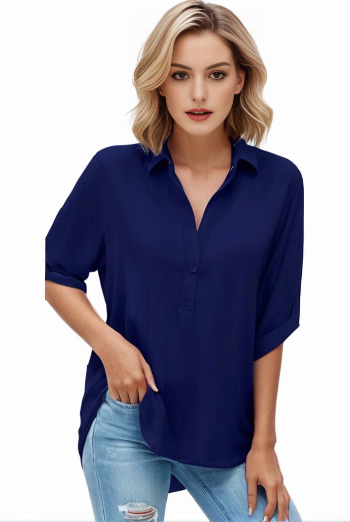 plus size formal shirt women s plus plain long sleeve turn down collar button up workwear shirt 116638