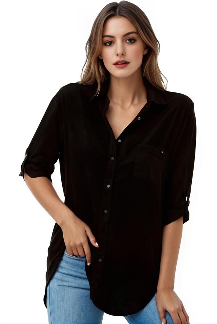 plus size formal shirt women s plus plain long sleeve turn down collar button up workwear shirt 116647