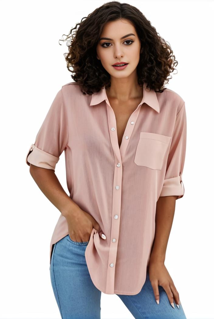 plus size formal shirt women s plus plain long sleeve turn down collar button up workwear shirt 116657
