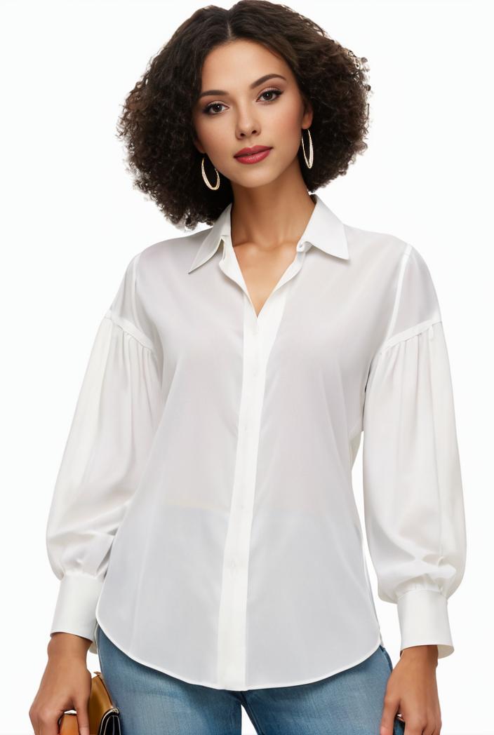 plus size casual blouse women s plus solid button up lantern sleeve turn down collar nipped waist blouse 145029