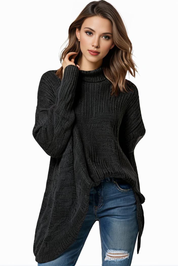 plus size casual sweater women s plus solid tassel trim long sleeve cowl neck high stretch jumper 145116