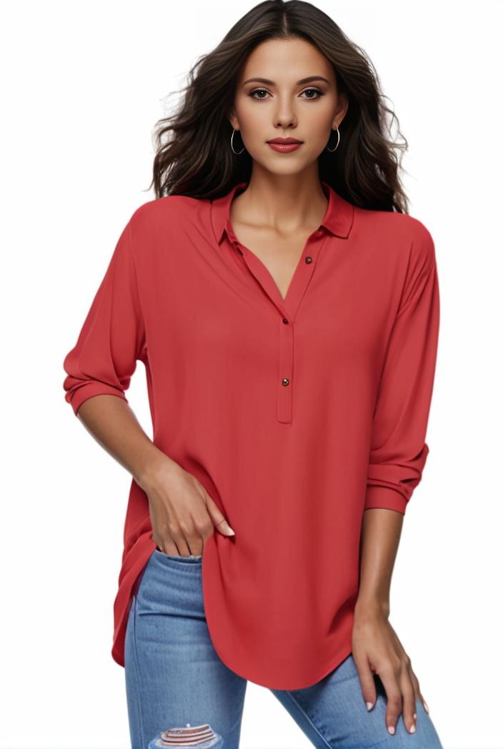 plus size formal shirt women s plus plain long sleeve turn down collar button up workwear shirt 145682