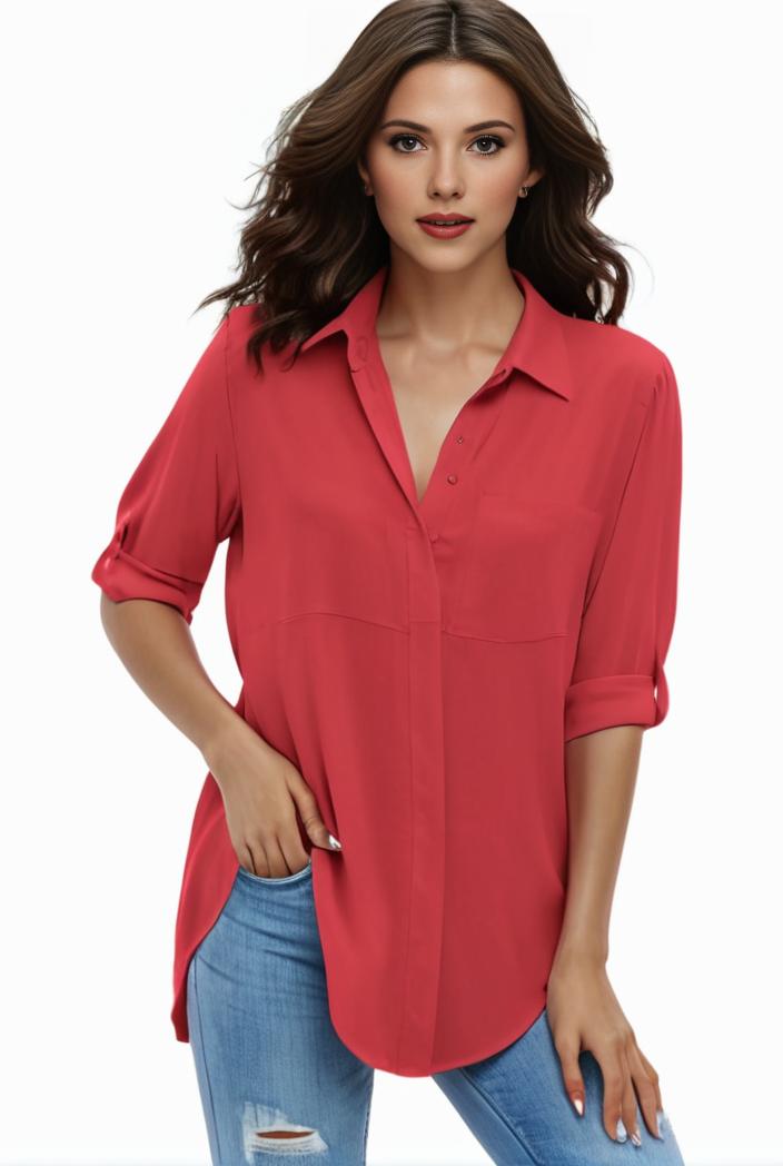 plus size formal shirt women s plus plain long sleeve turn down collar button up workwear shirt 145684