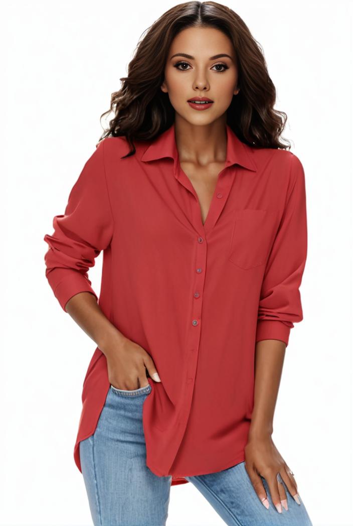 plus size formal shirt women s plus plain long sleeve turn down collar button up workwear shirt 145685