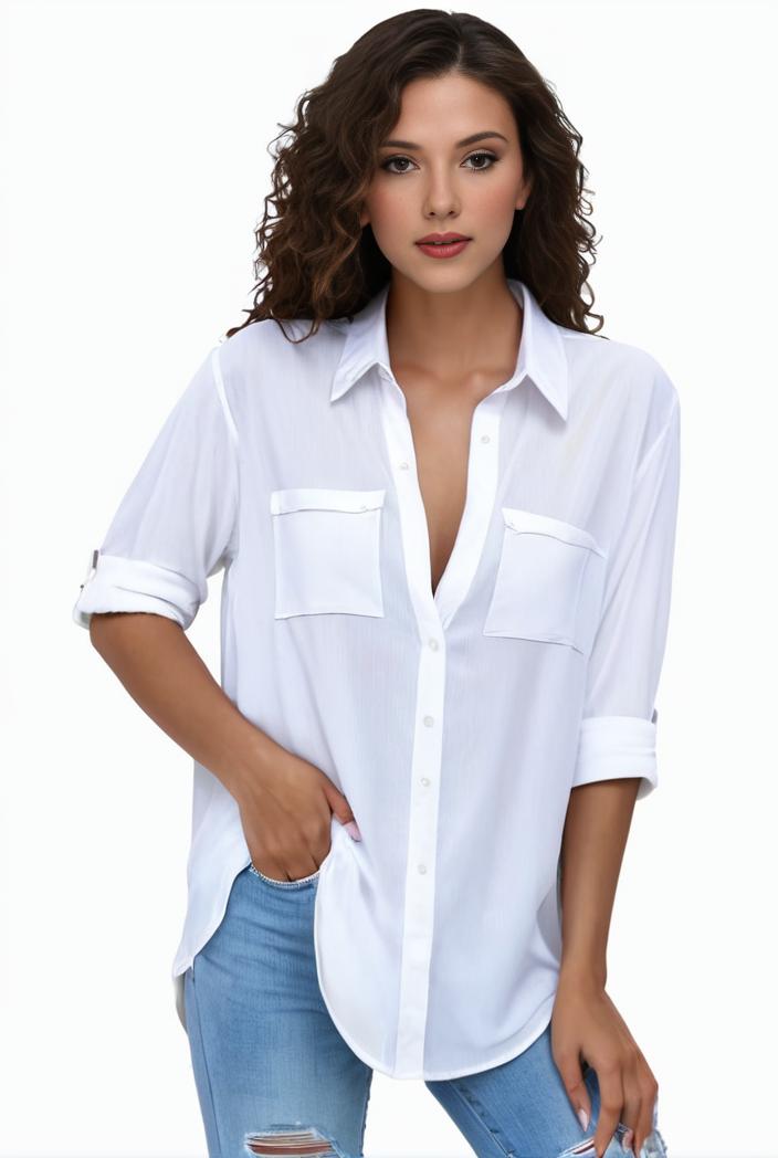 plus size formal shirt women s plus plain long sleeve turn down collar button up workwear shirt 145692
