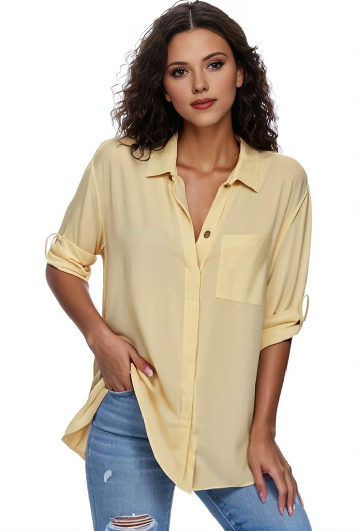 plus size formal shirt women s plus plain long sleeve turn down collar button up workwear shirt 145698