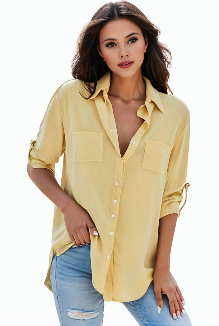 plus size formal shirt women s plus plain long sleeve turn down collar button up workwear shirt 145699