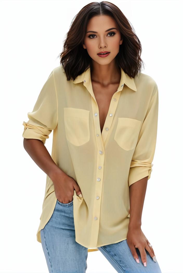 plus size formal shirt women s plus plain long sleeve turn down collar button up workwear shirt 145701