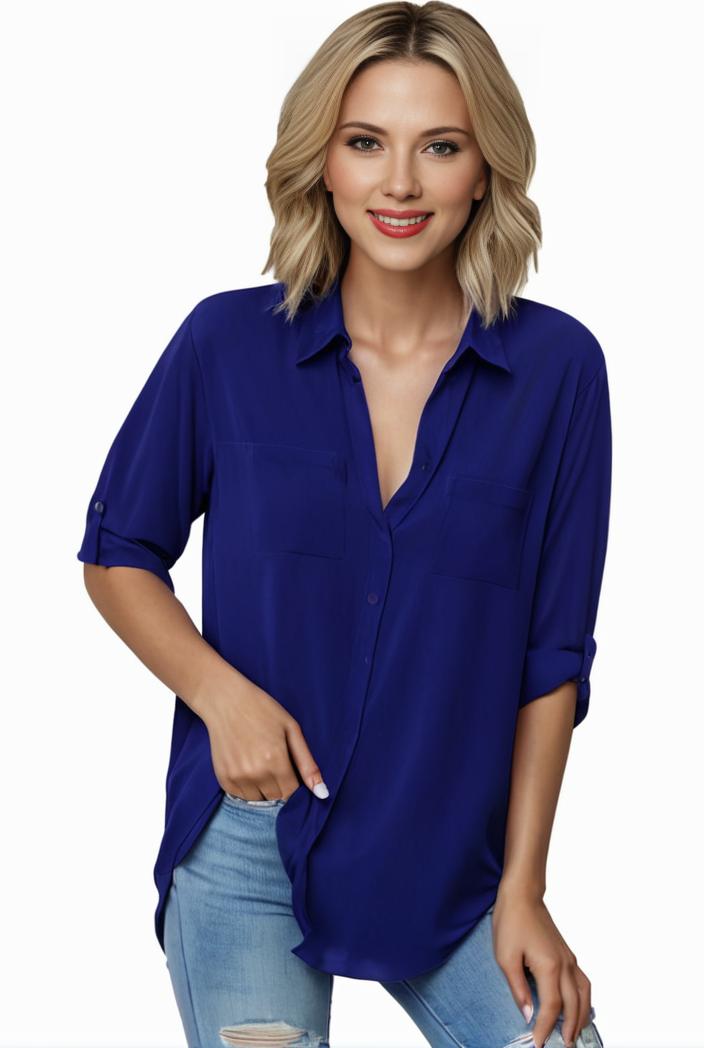 plus size formal shirt women s plus plain long sleeve turn down collar button up workwear shirt 145708