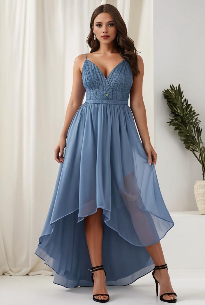 plus size sequin high low deep v neck tulle evening dresses 147024