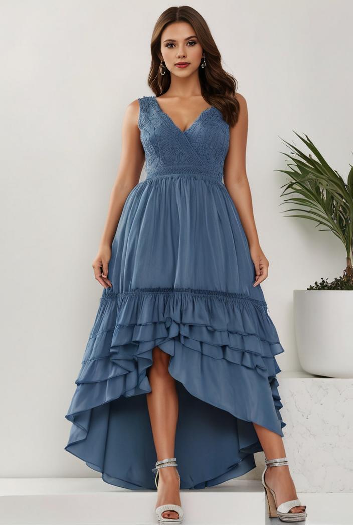 plus size sequin high low deep v neck tulle evening dresses 147027