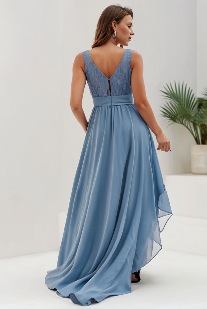 plus size sequin high low deep v neck tulle evening dresses 147037