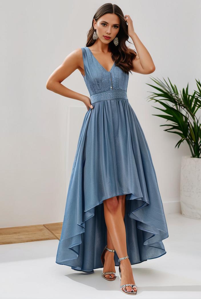 plus size sequin high low deep v neck tulle evening dresses 147041