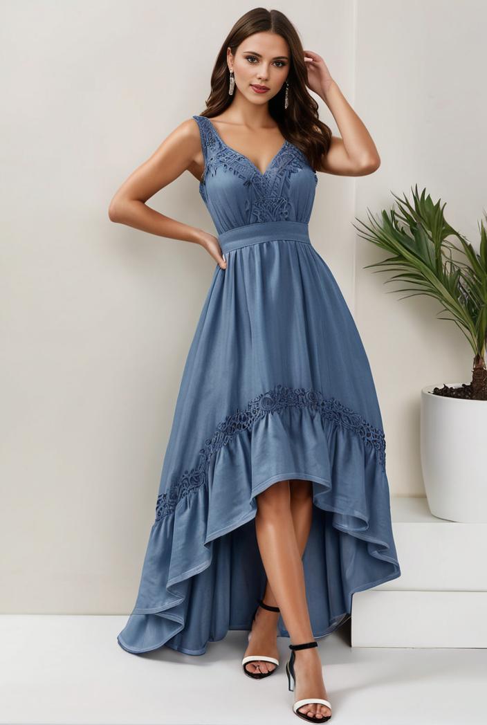 plus size sequin high low deep v neck tulle evening dresses 147043