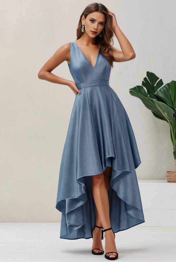 plus size sequin high low deep v neck tulle evening dresses 147044