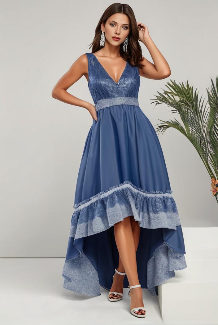 plus size sequin high low deep v neck tulle evening dresses 147046