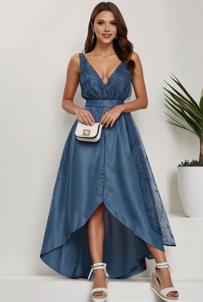 plus size sequin high low deep v neck tulle evening dresses 147051
