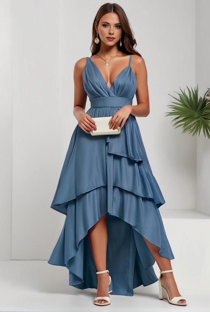 plus size sequin high low deep v neck tulle evening dresses 147053