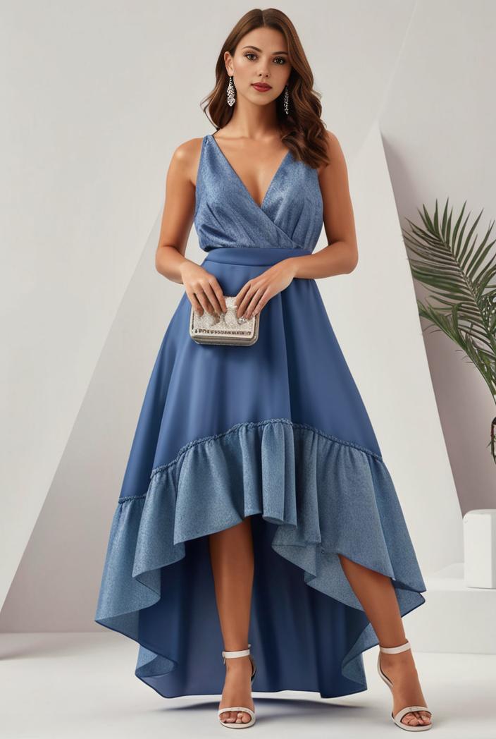 plus size sequin high low deep v neck tulle evening dresses 147054